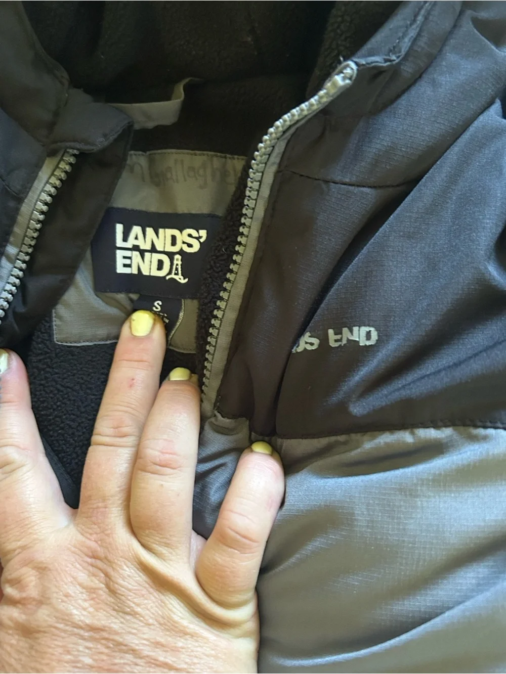 Lands' End Two-Tone Gray & Black Puffer Jacket